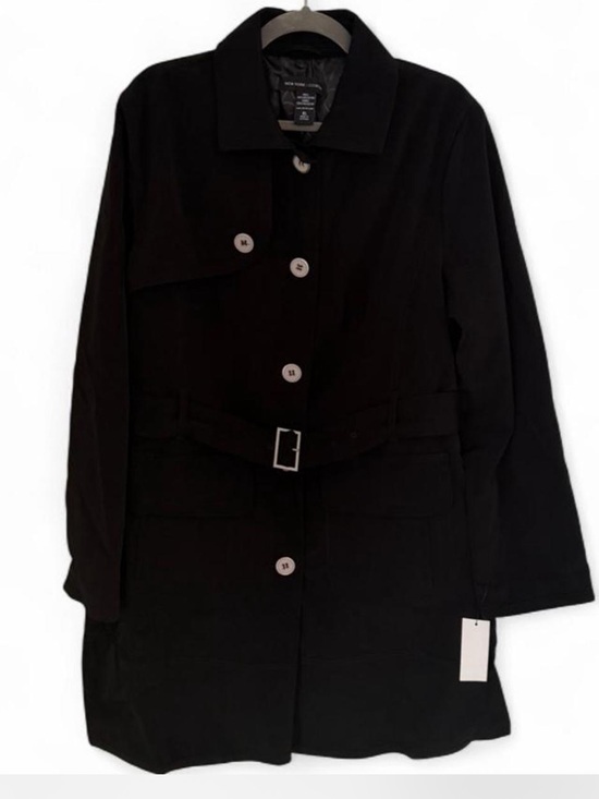 New York & Company Jackets & Blazers - New York & Company Black Knee length Trench Dress Rain Coat with Belt XL